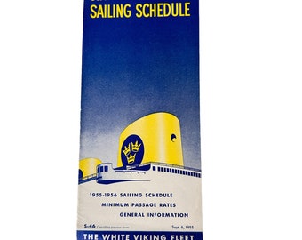 Cruise Ship 1955 Swedish American Line Sailing Schedule