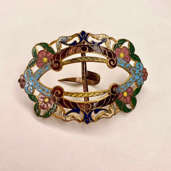 Vintage Art Nouveau French Champlevé Enameled Buckle - Etsy