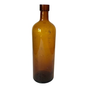 Abilena Natural Cathartic Water Antique Amber Glass Mold Blown c1910 Kansas