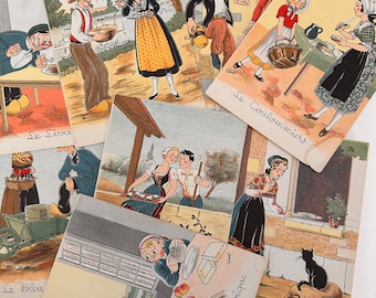 French Postcard CHOICE Vintage Cheese Comical Unused c1940s