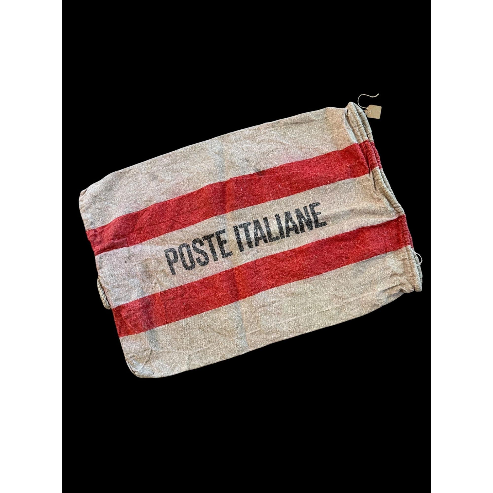 Vintage Italian Poste Mail Sack With Red Stripes & Grommets Postal 