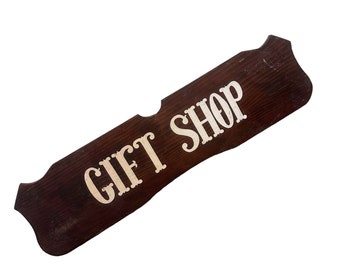 Gift Shop Vintage Sign 36" Hand-Painted Wood c1970s