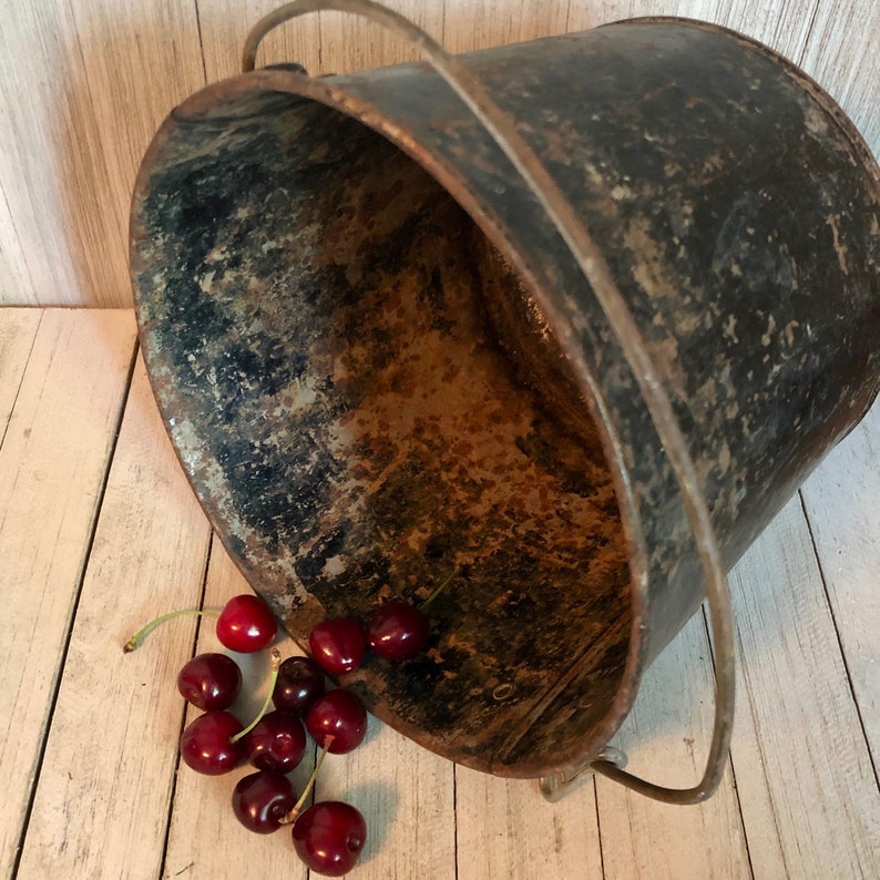 Vintage Door County Cherry Picking Bucket Wisconsin 1 Gallon