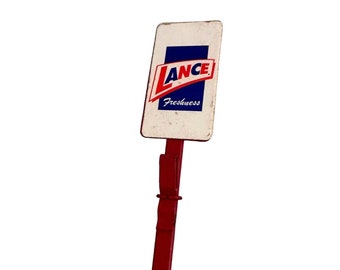 Lance Snacks Porcelain Top Chip Clip Vintage Store Display Red White Blue 31"