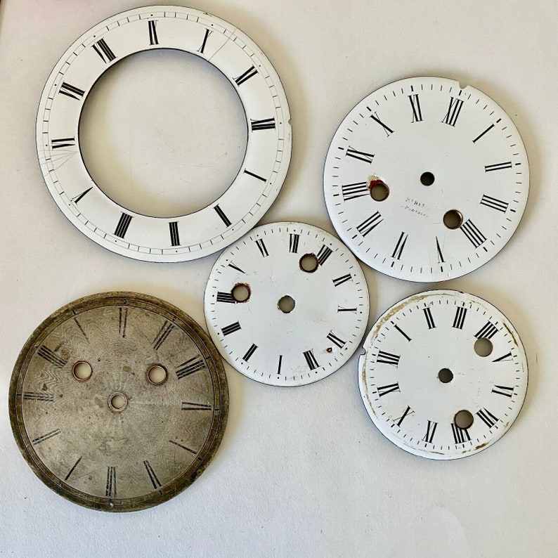 Lot of Antique French Clock Face Parts Porcelain Metal Etsy