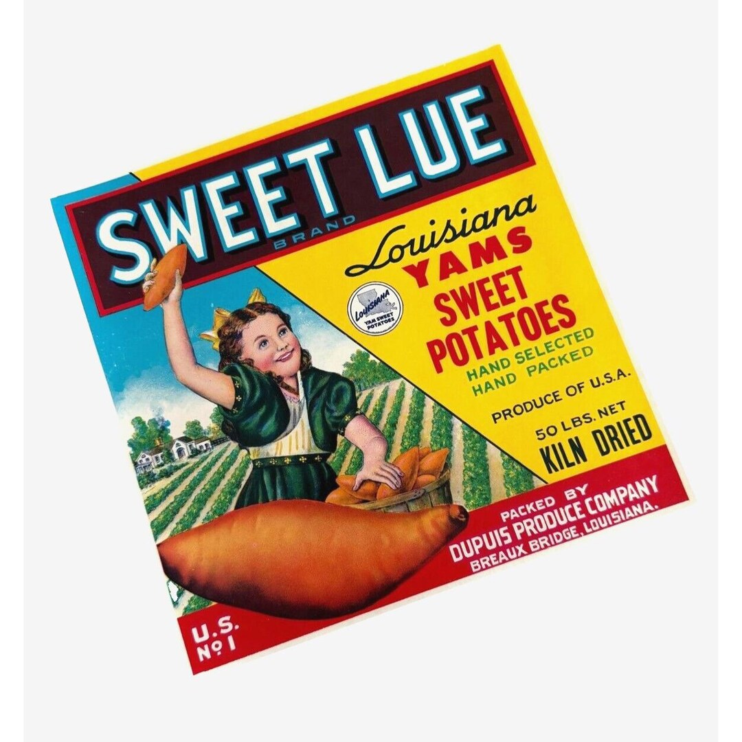 Lue Labels 10 Sweet Lue NOS Vintage Crate Label Louisiana Sweet Potatoes Breaux ...