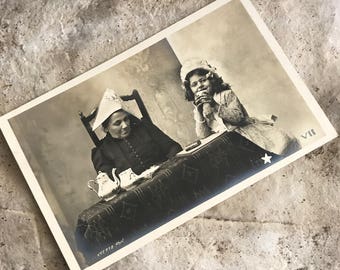 French Postcard Tea Party with Grandma Antique RPPC