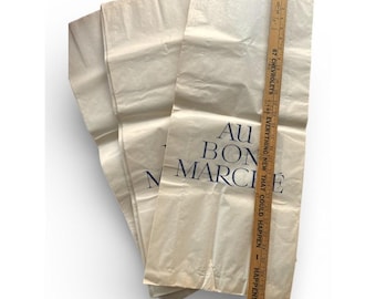 Vintage Au Bon Marché French Large Paper Shopping Bag Lot Of 3