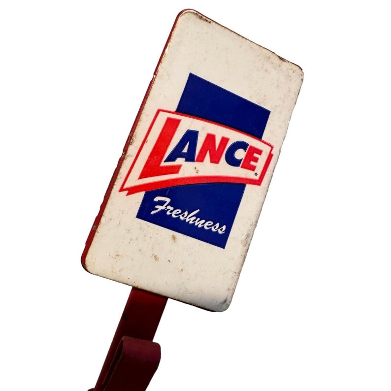 Lance Snacks Porcelain Top Chip Clip Vintage Store Display Red White Blue 31 image 5