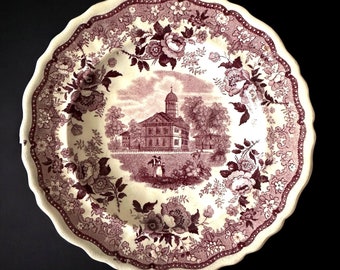 Staffordshire 7"  Bread Plate 1830s Jacksons Warranted Harvard Hall