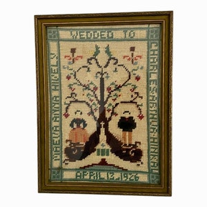 Wedding Sampler Needlepoint 1926 Charles Hinkal Maeva Hively Williamsport PA