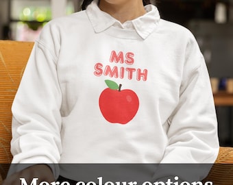 Personalized Apple Teacher Sweatshirt - Custom Teacher Crewneck, Teacher Appreciation Gift, Teacher Christmas Present, School Staff Apparel