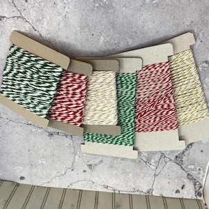 Cordel de panadero – Juego de 6 carretes de cartón – Verde/Blanco, Rojo/Blanco, Dorado/Blanco