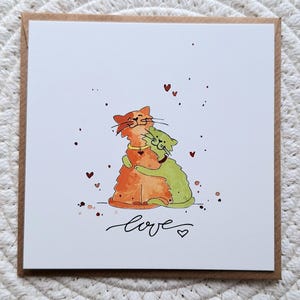 Carte de voeux chats mignons, carte d'anniversaire motif chat, cadeau pour les propriétaires de chats, carte postale amour des chats, imprimé chat amitié