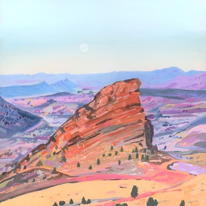 Red Rocks Amphitheatre Archival Print - Colorado Red Rocks Painting, Red Rocks Concert Souvenir, Red Rocks Wall Art