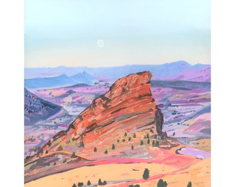 Red Rocks Amphitheatre Archival Print - Colorado Red Rocks Painting, Red Rocks Concert Souvenir, Red Rocks Wall Art