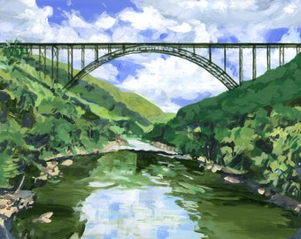 Kunstdruk New River Gorge Bridge – Landschap van West Virginia National Park