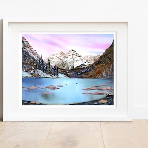 Maroon Bells Archival Print Colorado Mountain Wall Art, Colorado Snow Wall Art, Aspen Colorado Souvenir Item, Snowy Mountain Art Print image 2