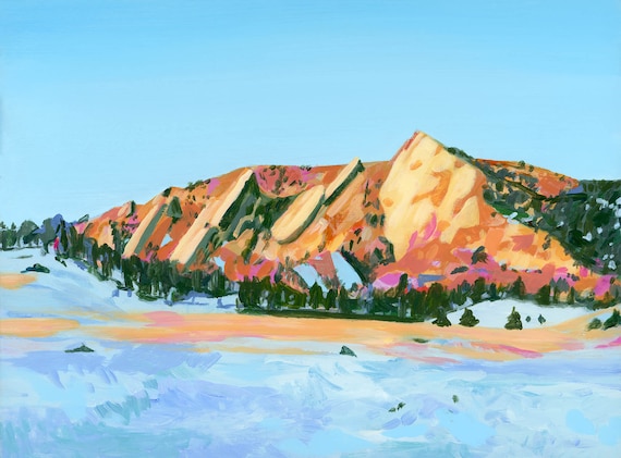 Flatirons Alpenglow Print – Colorado Mountain Sunset Wall Art - Etsy