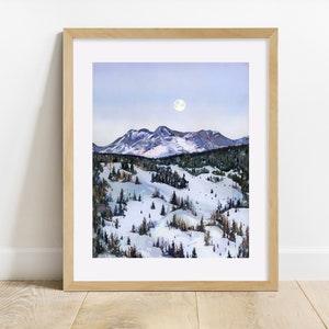 San Juan Mountains Archival Print Colorado Landscape Art Print, Snowy Mountains Full Moon Print, Colorado Mountain Landscape Souvenir image 3