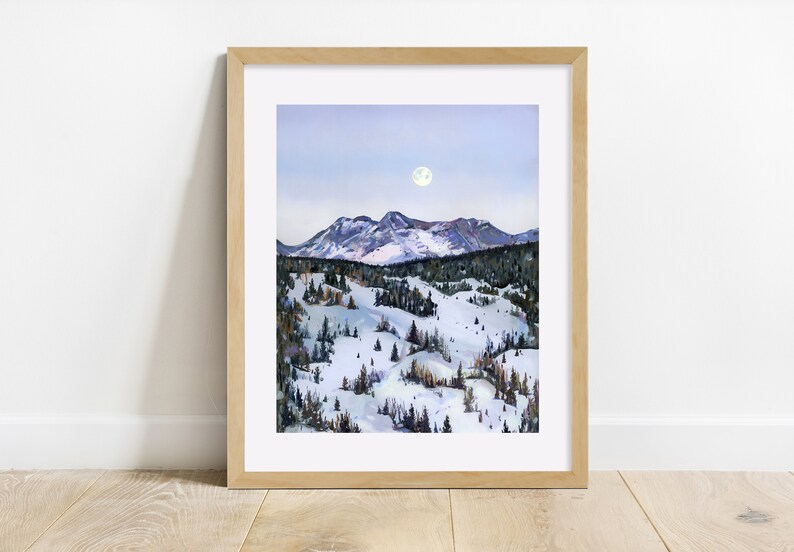 San Juan Mountains Archival Print Colorado Landscape Art Print, Snowy Mountains Full Moon Print, Colorado Mountain Landscape Souvenir image 3