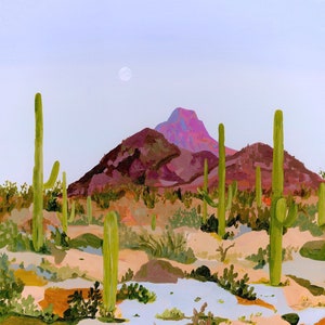 Saguaro National Park Archival Print - Arizona Desert Landscape Art, Modern Southwestern Decor, Botanical Garden Wall Art, Cactus Art
