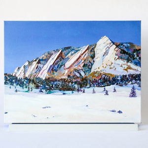 Flatirons in Winter Archival Print Colorado Landscape Painting Art Print, Colorful Mountain Landscape Wall Art, Mountain Home Wall Decor image 4