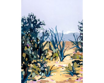 Desert Landscape Archival Print - Arizona Desert Landscape Painting, Modern Southwestern Home Decor, Boho Desert Wall Art