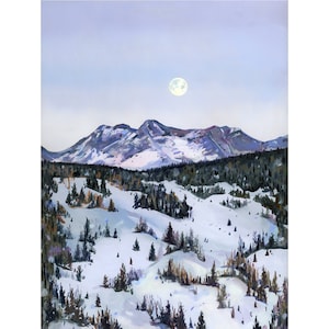 San Juan Mountains Archival Print - Colorado Landscape Art Print, Snowy Mountains Full Moon Print, Colorado Mountain Landscape Souvenir