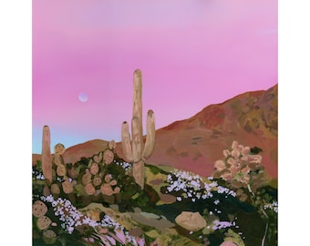 Saguaro National Park Archival Print - Saguaro Cactus Wall Art, Arizona Landscape Painting Wall Art, American Southwest Home Decor