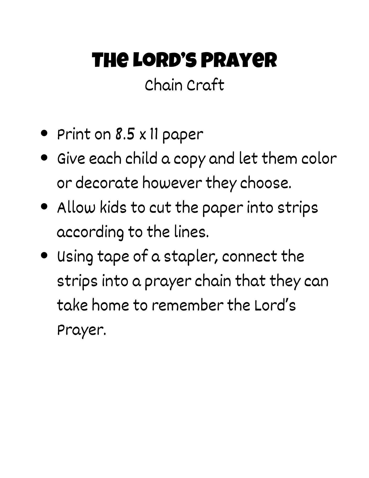 Lord's Prayer Chain Craft for Kids - Etsy
