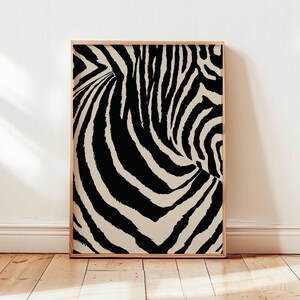 Zebra Print Wall Art, Black & Cream Animal Stripe Printable, Digital Download Modern Safari Decor, Instant Download Abstract Zebra Pattern