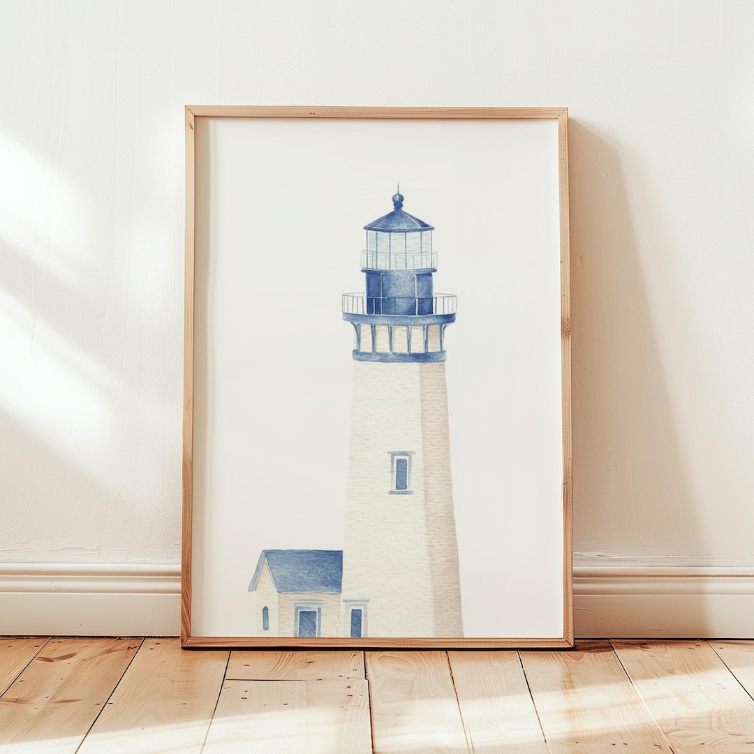 Coastal Lighthouse Wall Art, Nautical Beach House Decor, Minimalist ...