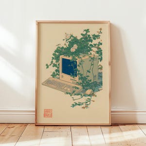 Vintage datorposter | Botanisk teknikillustrationskonst | Digital nedladdning