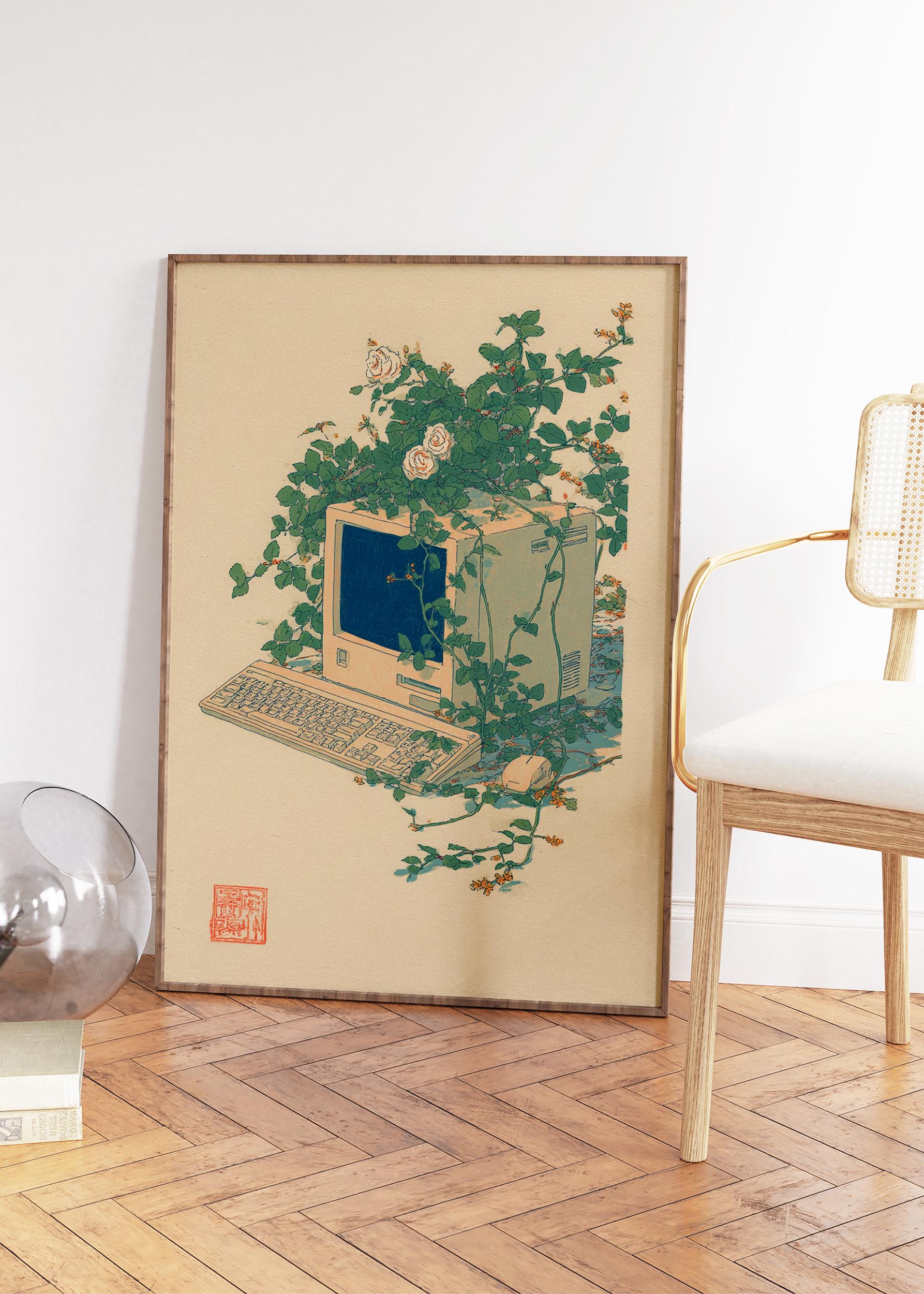 Vintage Computer Poster | Botanical Tech Illustration Art | Digital ...