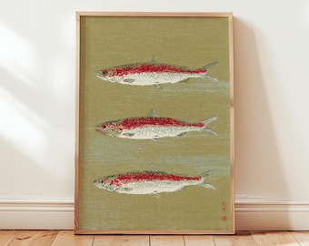 Sardine Wall Art Digital Download, Vintage Fish Poster, Coastal Kitchen Decor, Nautical Seafood Print, Rustic Ocean Digital Artwork