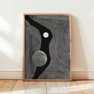 Abstract Black and White Digital Download, Modern Minimalist Wall Art Print, Geometric Line Art Poster, Instant Printable Artwork