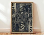 Dark Gothic King of Spades Skeleton Card Digital Download Print, Macabre Playing Card Art, Skull Poster, Gothic Tarot Wall Decor