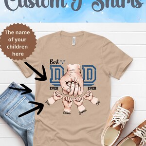 Personalized Fist Bump Dad Shirt, Dad Shirt With Kids Names, Father&#39;s Day Gift, New Dad Shirt, New Dad Gift, Custom Grandpa Shirt
