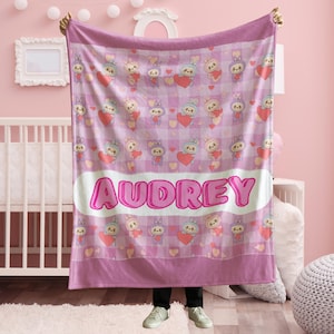 Custom Labubu Blanket, Personalized Cute Labubu Throw, Kawaii Gift for Kids, Labubu Lover Gift, Soft Cartoon Blanket, Cute Cozy Bedding
