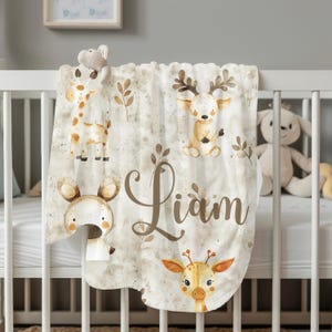 Personalized Baby Blanket, Boho Vintage Animal Velvetten Blanket, Newborn Blanket, Baby Shower Gift, Nursery Decor, Custom Blanket with Name