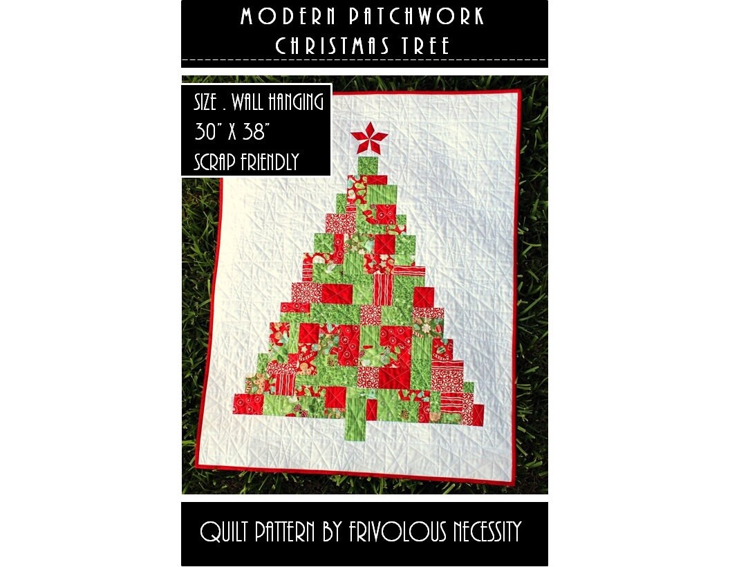 Quilt Pattern PDF Modern Patchwork Christmas Tree Applique Wall Hanging ...