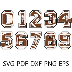 Football Numbers SVG, Football Player Numbers Svg Bundle, Football Svg, Football Number Font, Football PNG, Number Cut File