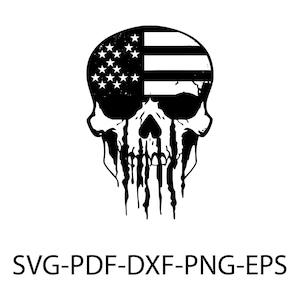 American Flag Punisher Svg, Distressed Punisher Skull T Shirt Art, Svg Png Jpg Cricut Silhouette Cut File, Instant Download