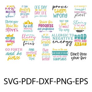 Motivierende Zitate Png svg, Bündel, Inspirierende Zitate, druckbare Aufkleber, Positive Affirmationen, Selbstliebe svg, Mentale Gesundheit svg Png