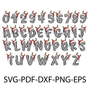 Christmas Alphabet SVG Bundle: Buffalo Plaid Reindeer Letters (Digital Download)