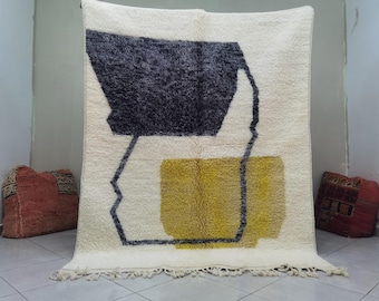 Custom Moroccan Yellow Rug: Handmade Beni Ourain Wool Rug