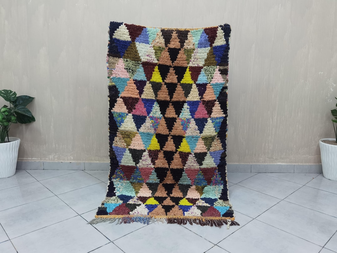 Vintage Boucherouite Rug: 6x3 Colorful Berber Rug, Handmade Boho Decor ...