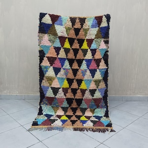 6x3 Boucherouite rug, Morocco rug, Berber rug, Colorful Rug Vintage Boucherouite rug, Authentic Boho Coloful Rug, Old Handmade Rug