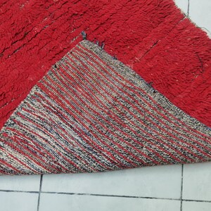 Handgjord röd marockansk löparmatta: Vintage boho hallmatta bild 10